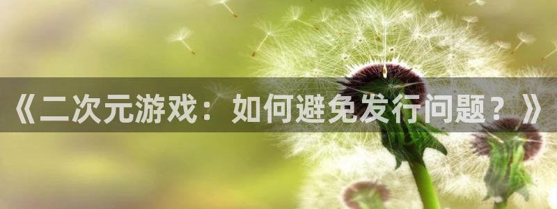 新宝GG官网注册方法：《二次元游戏：如何避免发行问题？》